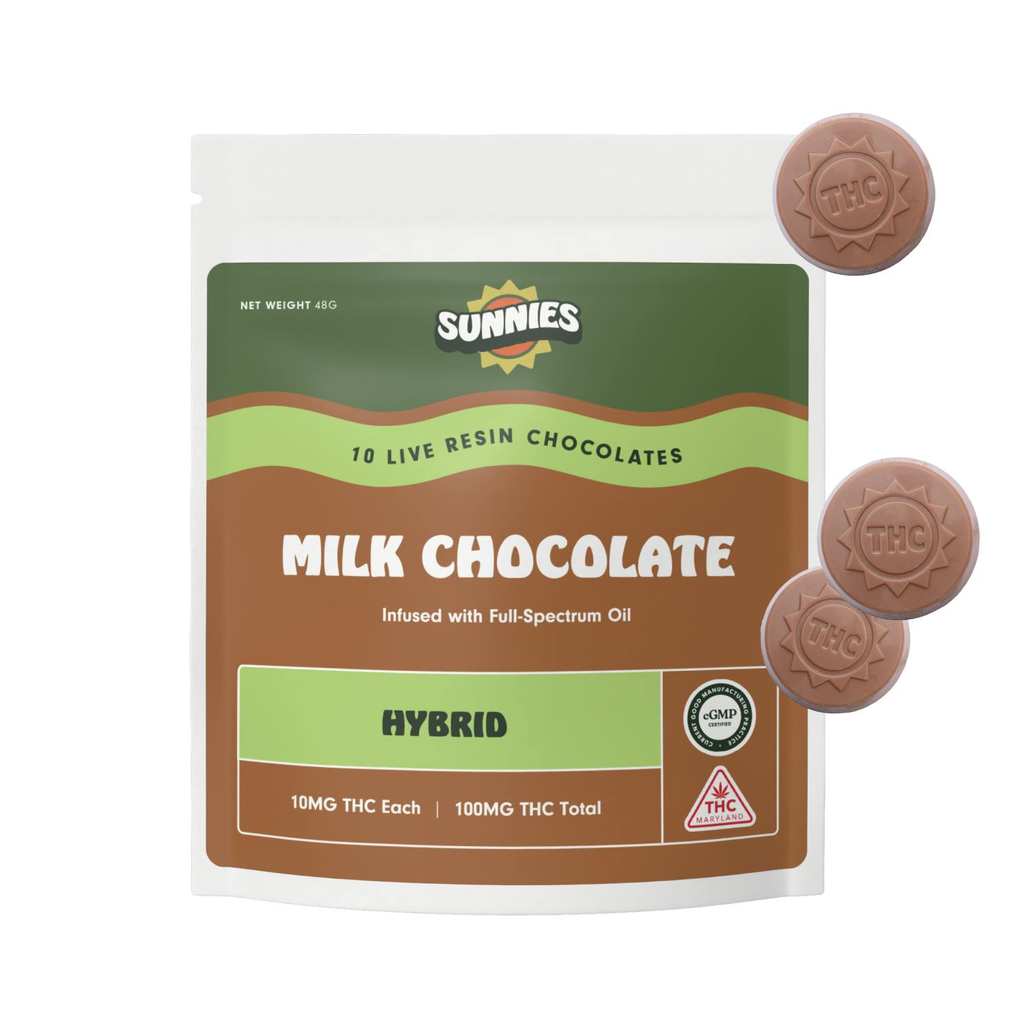 SunMed Growers - Sunnies Live Resin Milk Chocolate Hybrid 10pk - 1
