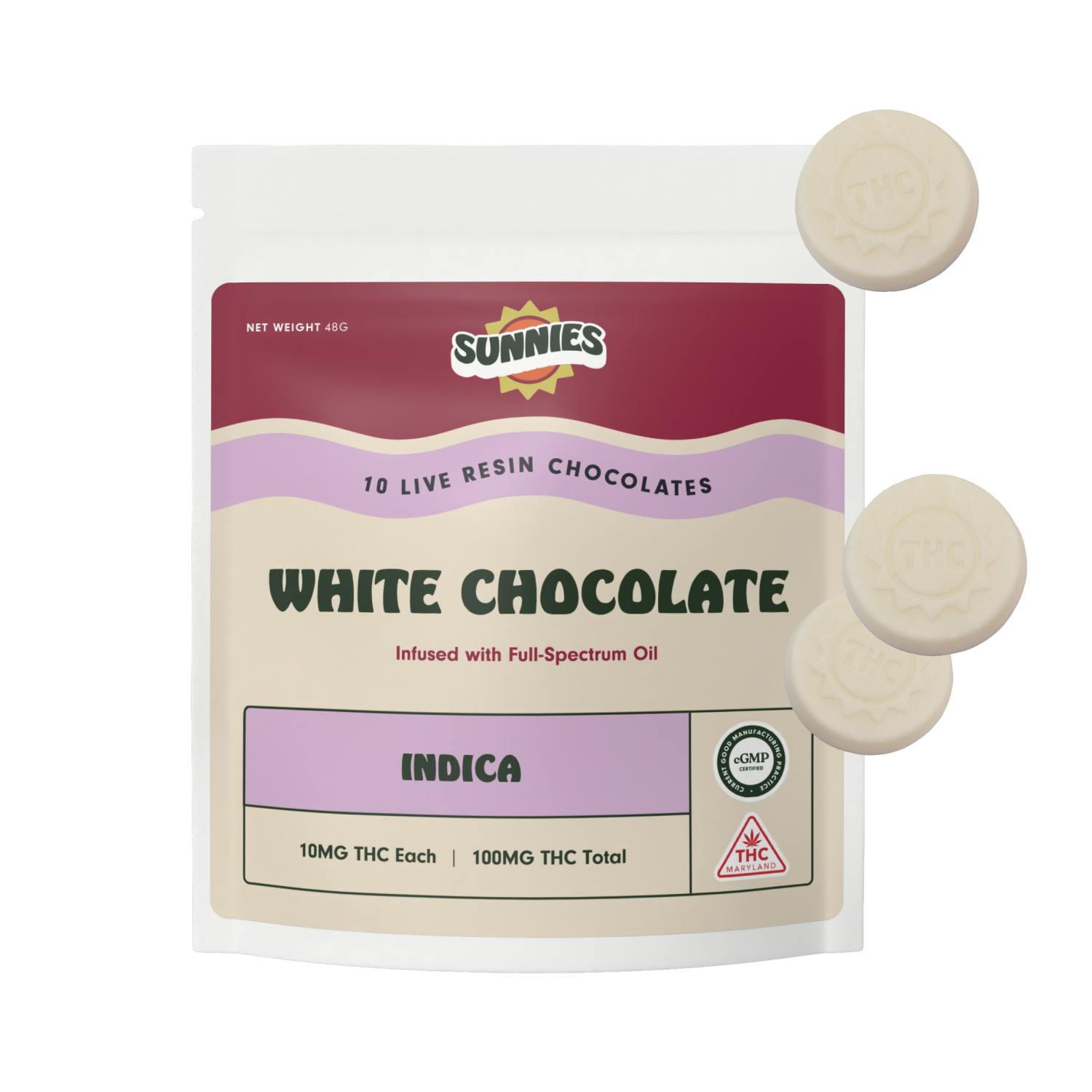 SunMed Growers - Sunnies Live Resin White Chocolate Indica 10pk - 1