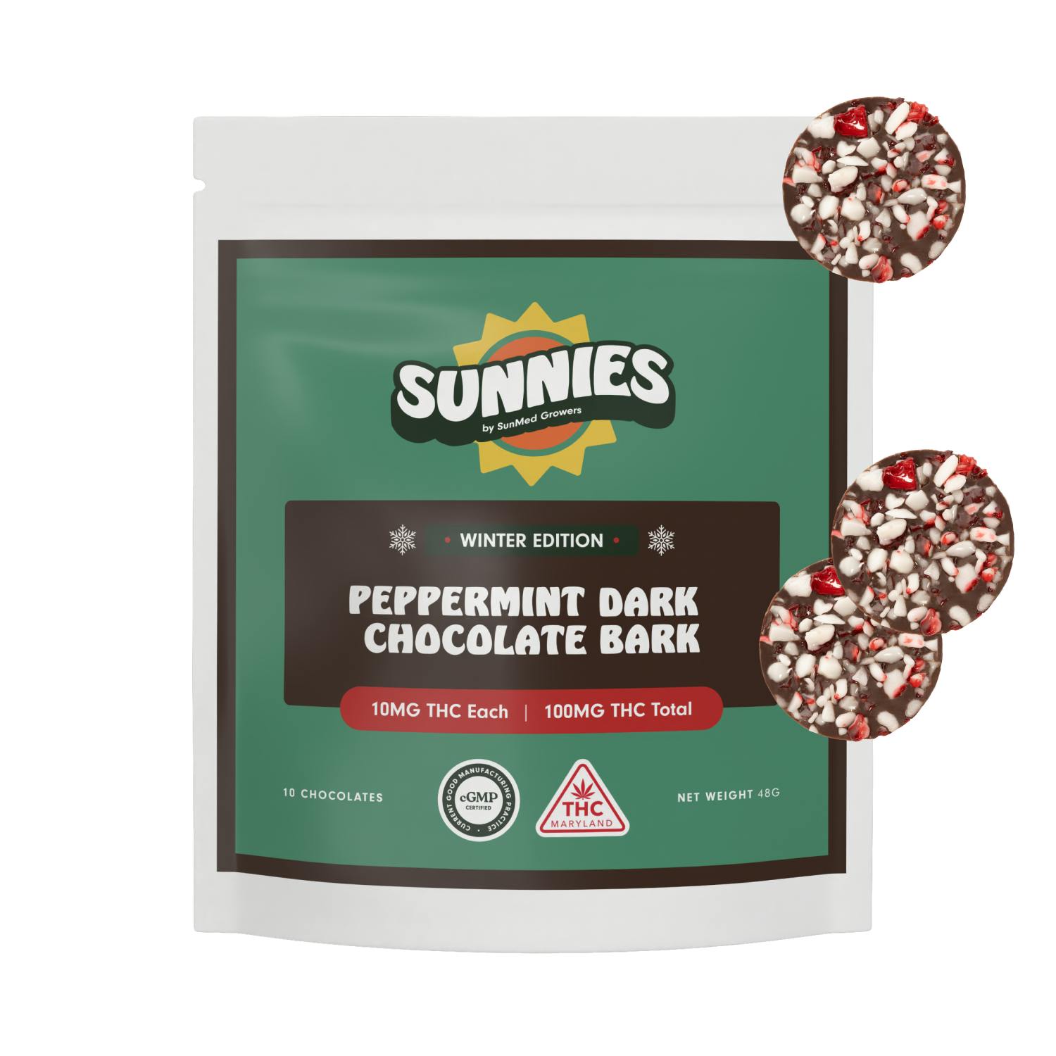 SunMed Growers - Sunnies Peppermint Dark Chocolate Bark 10pk - 1