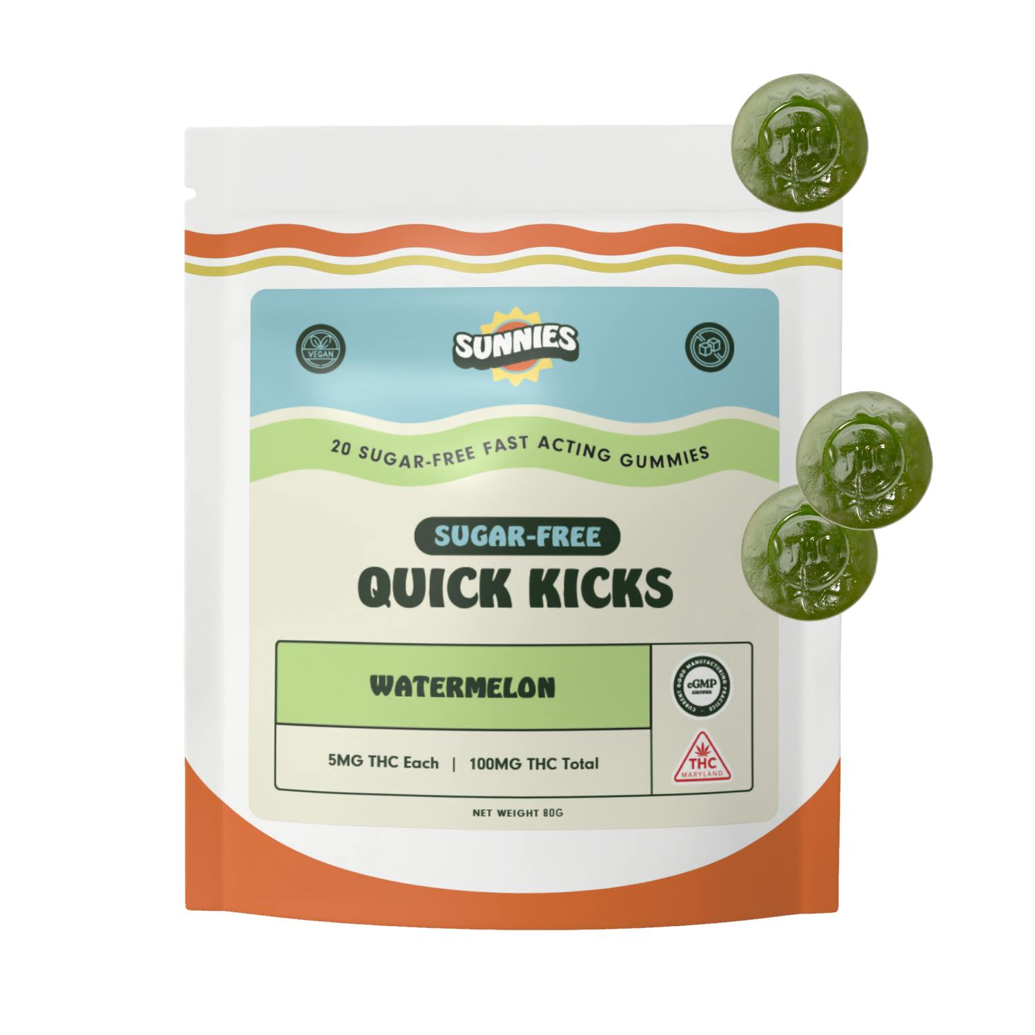 SunMed Growers - Sunnies Watermelon Sugar Free Fast Acting Gummies 20pk - 1