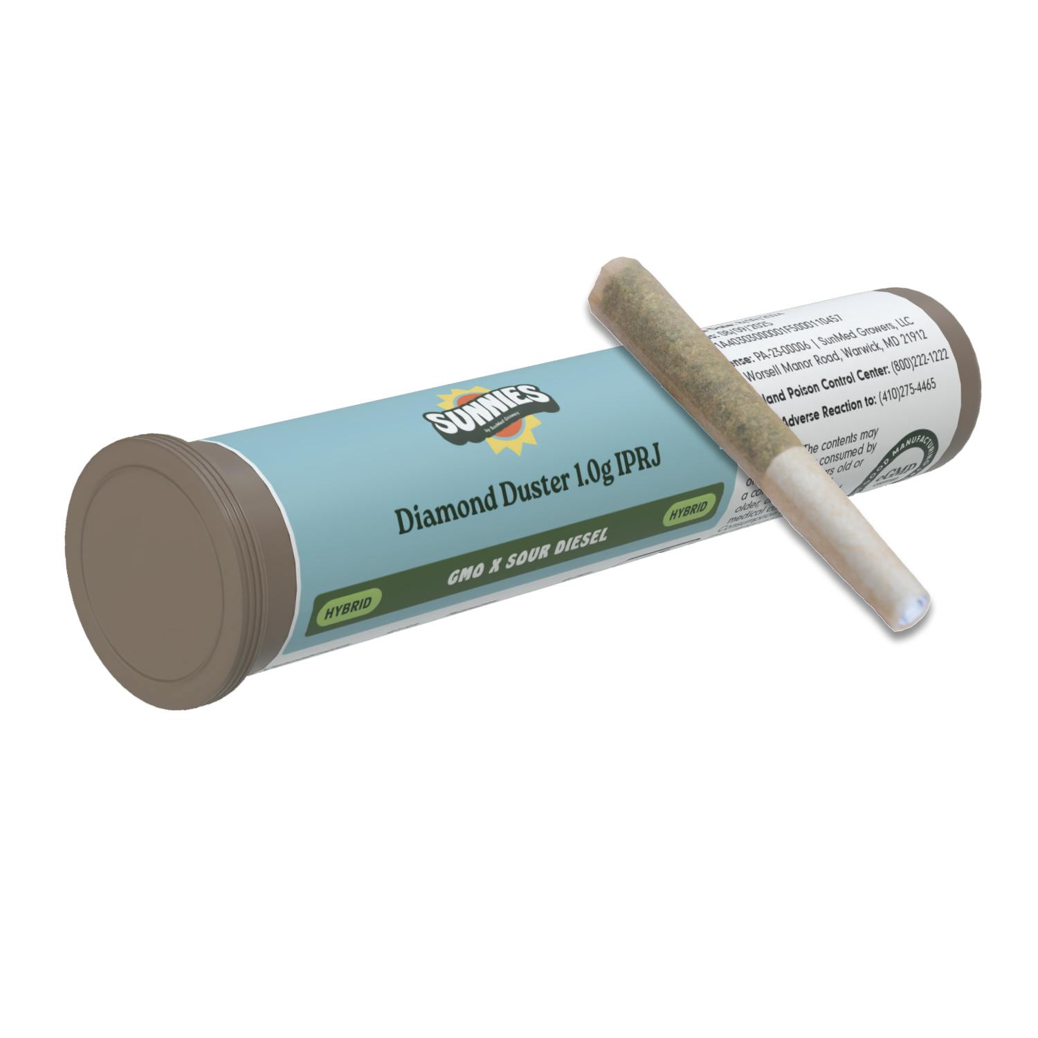 SunMed Growers - GMO x Sour Diesel Diamond Duster Pre Roll 1.0g - 1