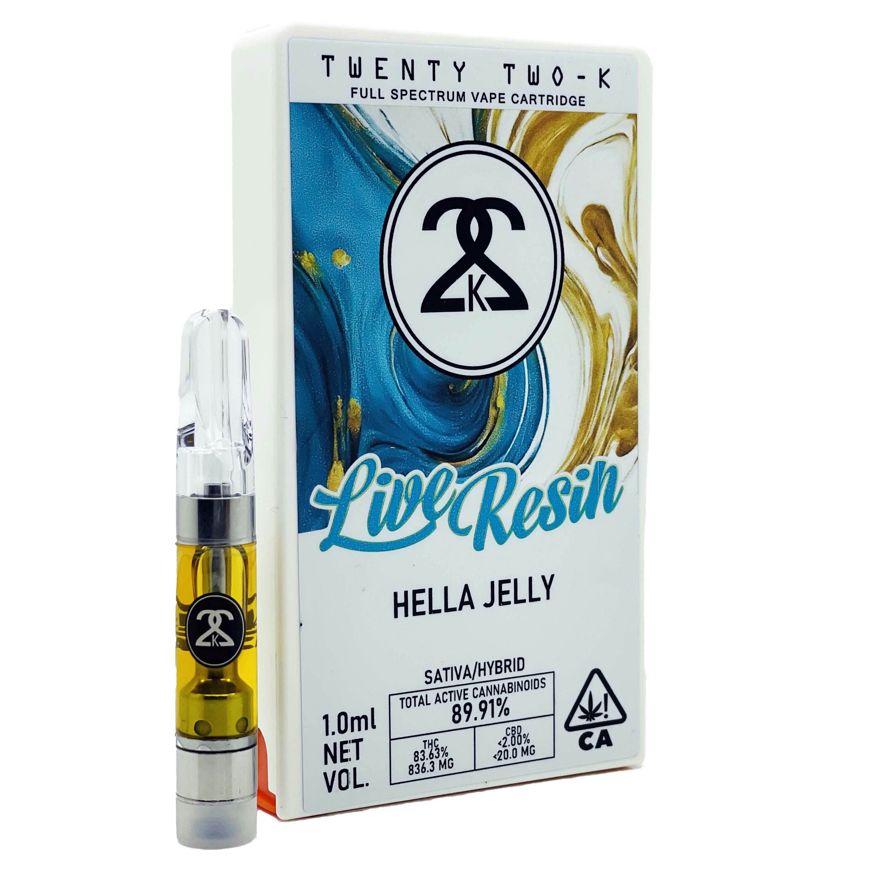 Twenty Two K / 22k - 22K - Hella Jelly - Live Resin - 1.0ml Cartridge - 1