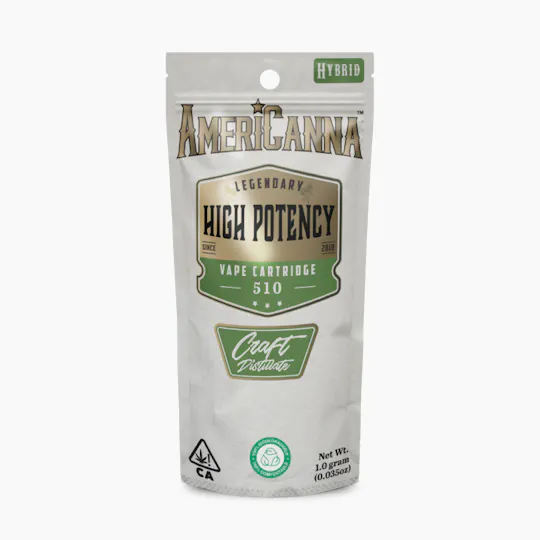 AmeriCanna - Sour Apple 1g High Potency Distillate Vape Cart - 1