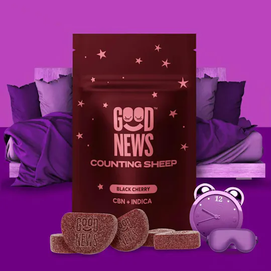 Good News - Counting Sheep | Black Cherry Gummies + CBN | 100mg | 20ct | 5mg/ea - 1