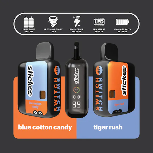 Stickee - Stickee 4G Switch | Blue Cotton Candy + Tiger Rush | Live Resin x Diamonds - 1