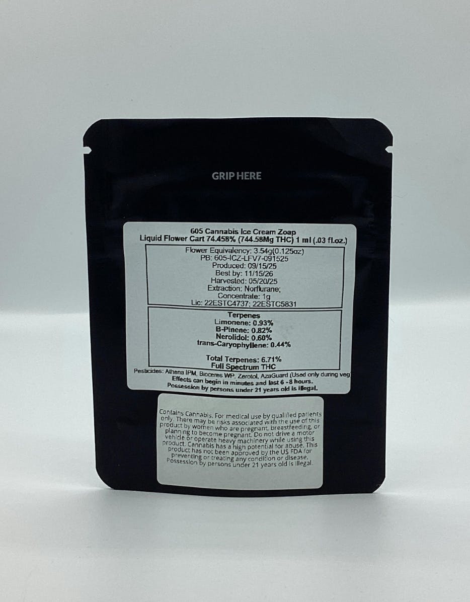 605 Cannabis - 605 Cannabis | "Terp'd Up" Ice Cream Zoap | Cartridge | 1g - 1