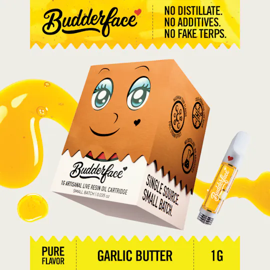 Budderface - BUDDERFACE | Garlic Butter | 1G | Artisanal Live Resin 510 Vape Cart - 1