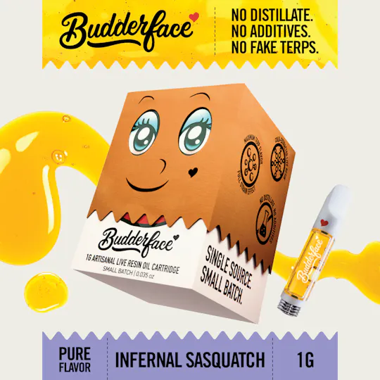 Budderface - BUDDERFACE | Infernal Sasquatch | 1G | Artisanal Live Resin 510 Vape Cart - 1