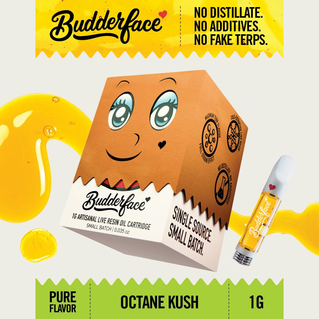 Budderface - BUDDERFACE | Octane Kush | 1G | Artisanal Live Resin 510 Vape Cart - 1