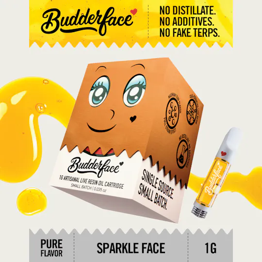 Budderface - BUDDERFACE | Sparkle Face | 1G | Artisanal Live Resin 510 Vape Cart - 1