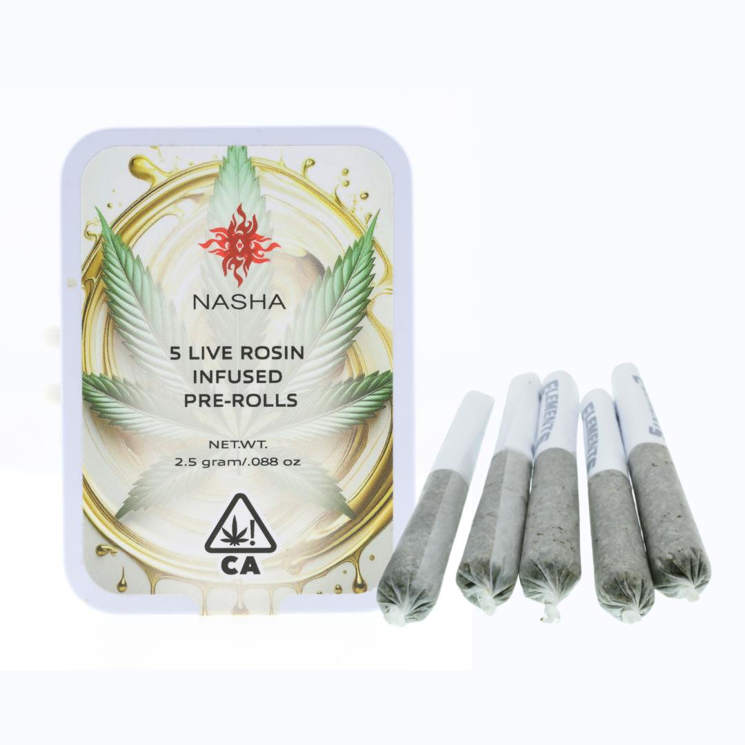 NASHA - Rosin Infused PreRolls - 5 pack - Nigerian Haze WAK x Sour Peaches - 1