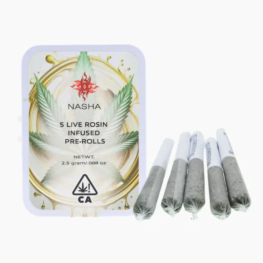 NASHA - Rosin Infused PreRolls - 5 pack - Nigerian Haze WAK x Sour Peaches - 1