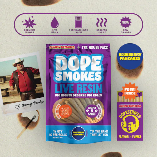 Dope Rope - DOPE SMOKES | Blueberry Pancakes | 1g Live Resin Infused Pre-Rolls | 14ct - 1