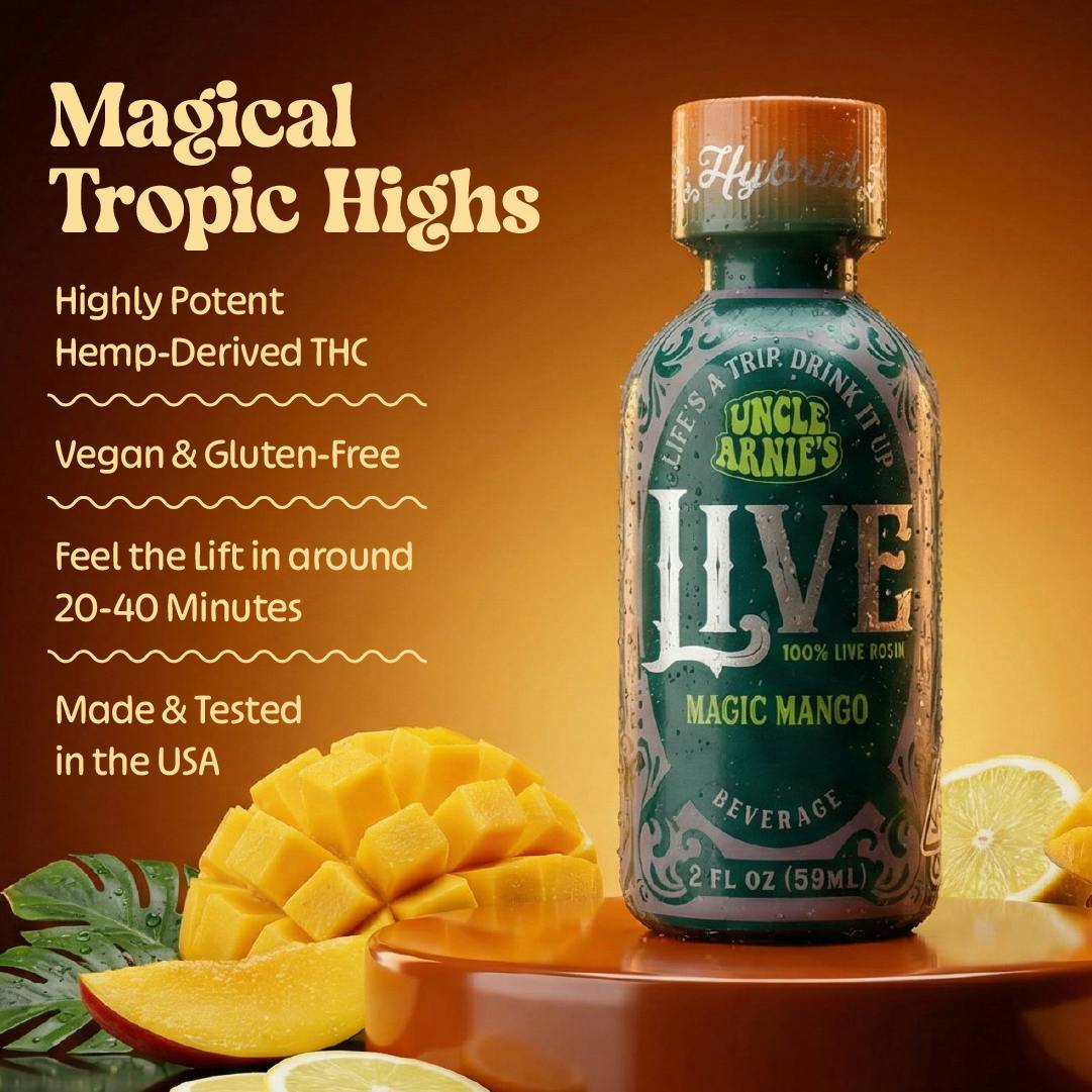 Uncle Arnies - Uncle Arnie's | Magic Mango 100% Live Rosin | Non-Carbonated | 100mg | 2oz - 1