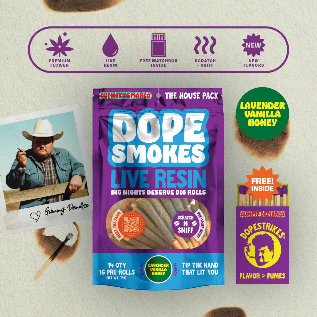 Dope Rope - DOPE SMOKES | Lavendar Vanilla Honey | 1g Live Res Infused Pre-Rolls | 14ct - 1