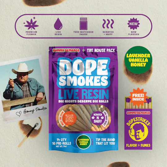 Dope Rope - DOPE SMOKES | Lavendar Vanilla Honey | 1g Live Res Infused Pre-Rolls | 14ct - 1