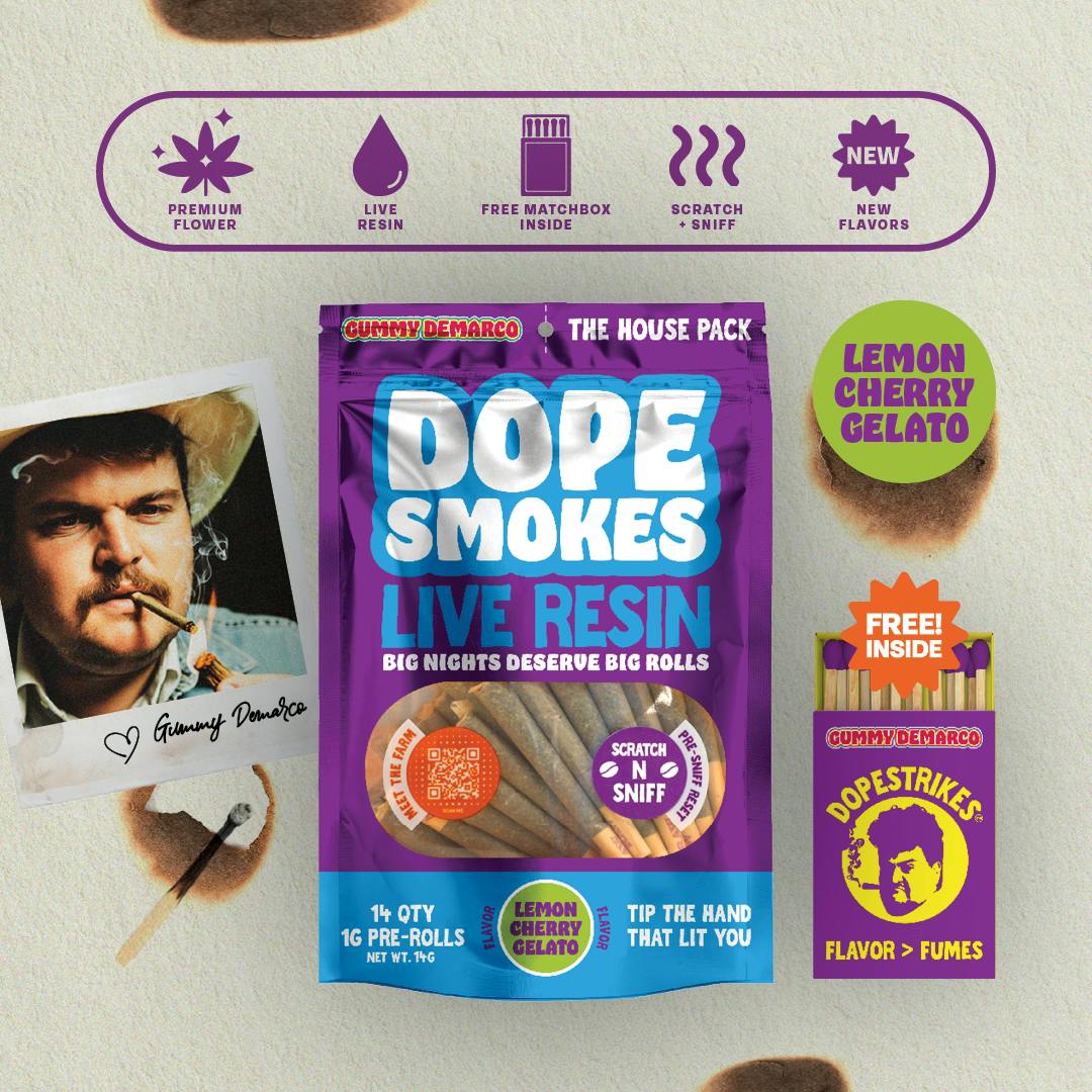 Dope Rope - DOPE SMOKES | Lemon Cherry Gelato | 1g Live Resin Infused Pre-Rolls | 14ct - 1
