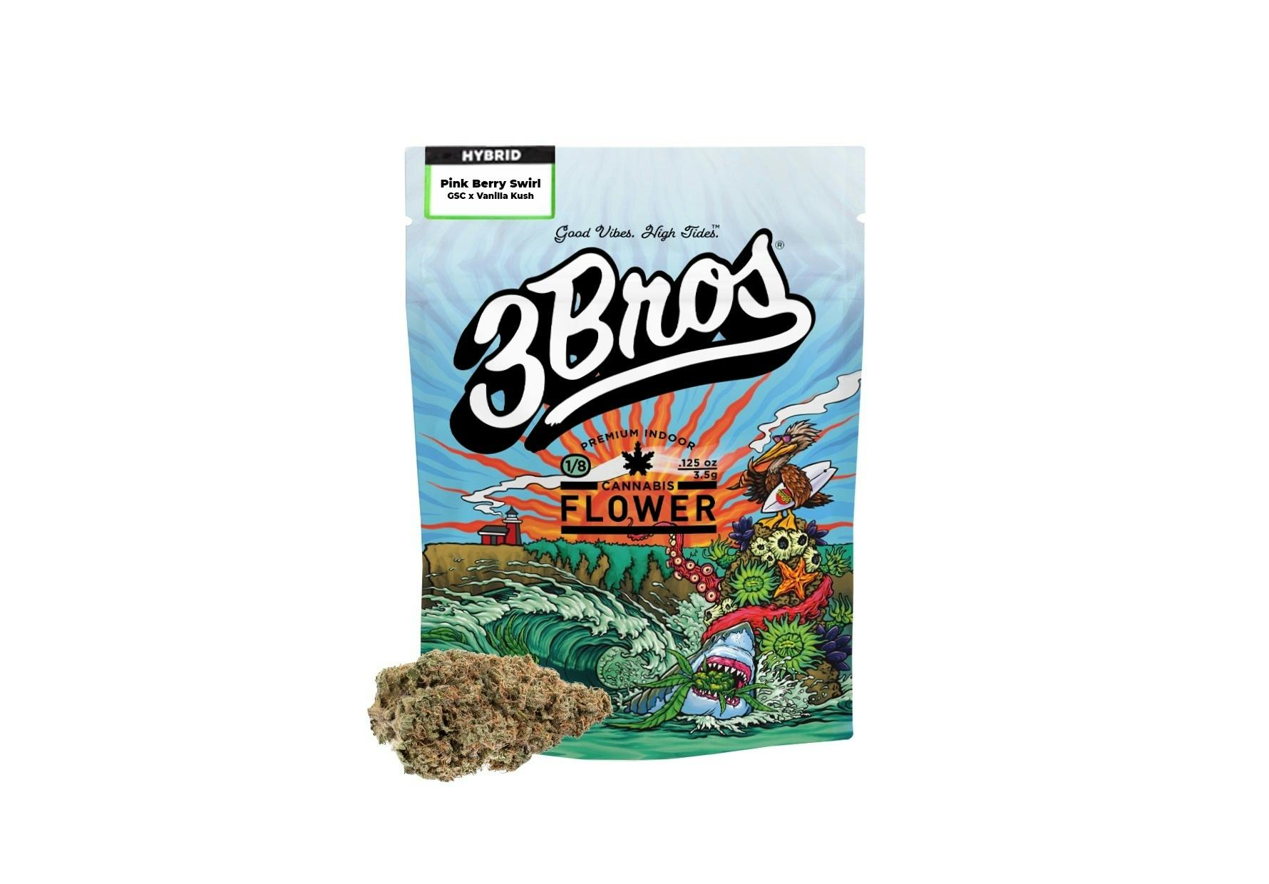 3 Bros Grow - 3 Bros | Indoor Flower | 3.5g | Pink Berry Swirl | Hybrid - 1