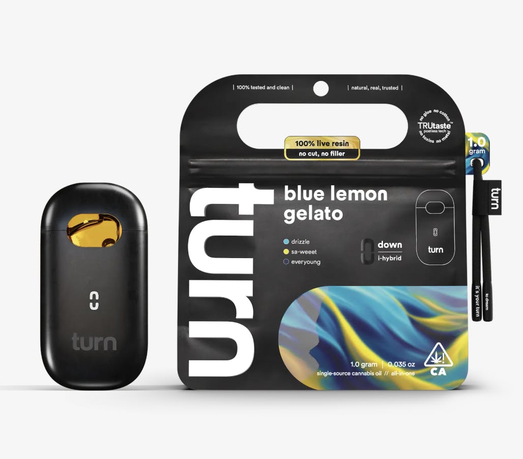 turn - turn | Blue Lemon Gelato | Live Resin Disposable | 1g - 1