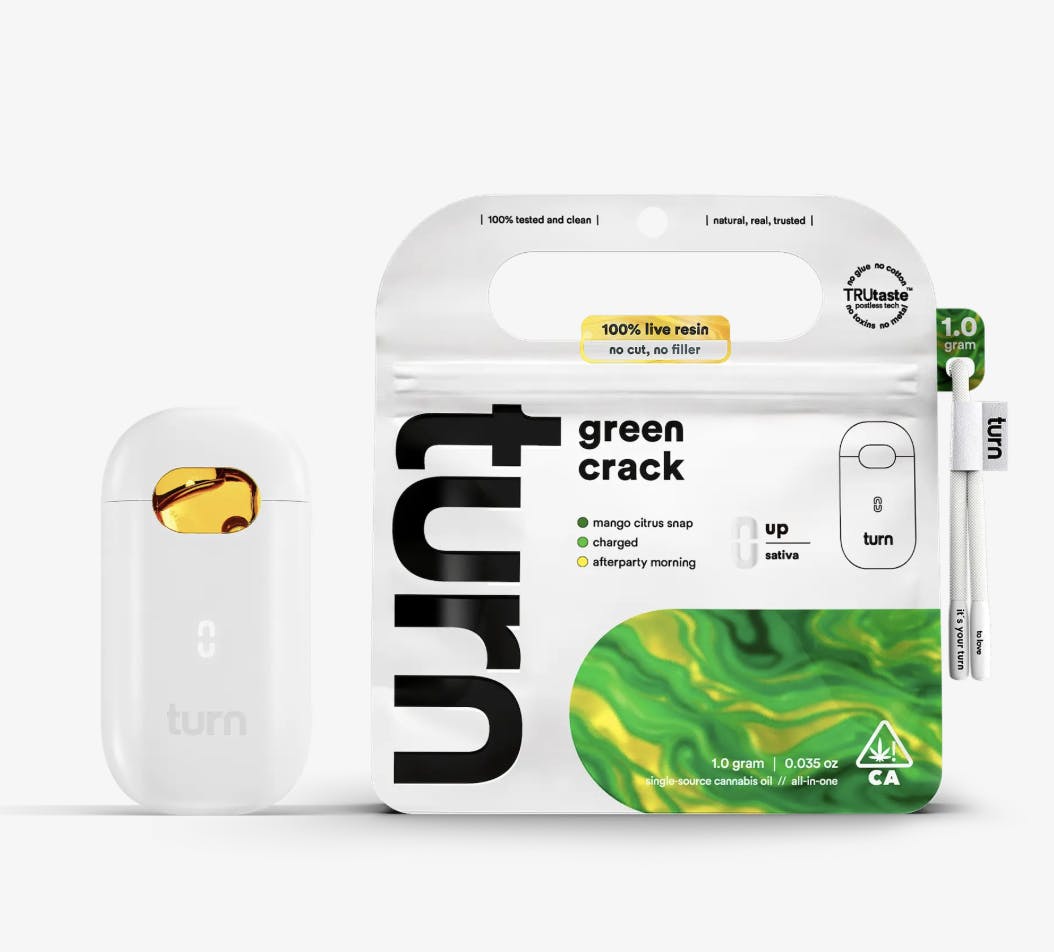 turn - turn | Green Crack | Live Resin Disposable | 1g - 1