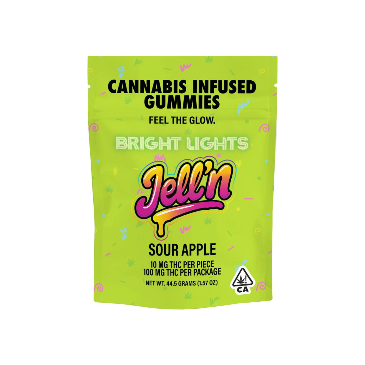 Bright Lights - Jell'n | Cannabis Infused Gummies | 100mg THC - 10pk | Sour Apple - 1