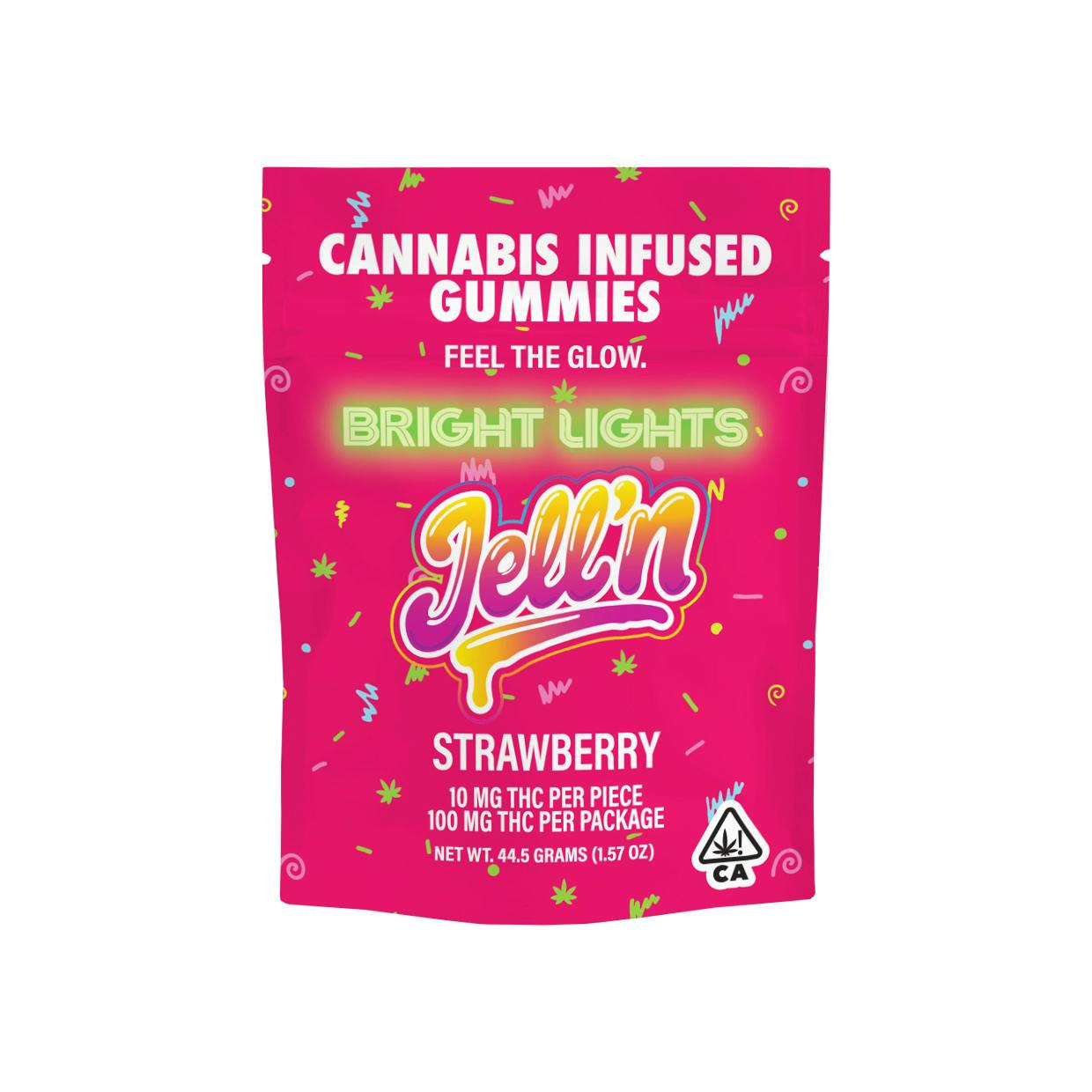 Bright Lights - Jell'n | Cannabis Infused Gummies | 100mg THC - 10pk | Strawberry - 1
