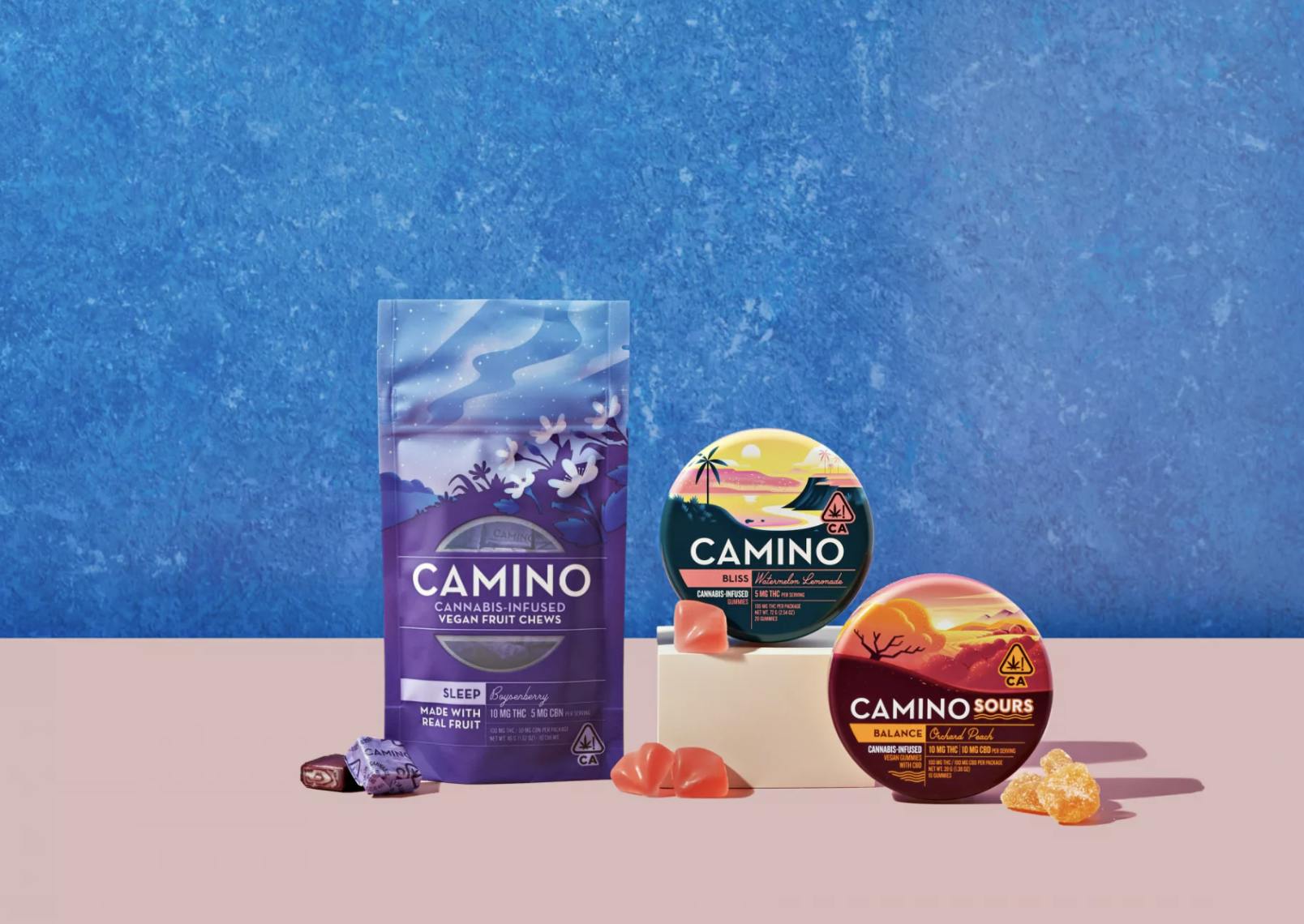 Camino Gummies by Kiva - Camino | Strawberry Sunset Sours | 100mg | 10ct | 10mg/ea - 1