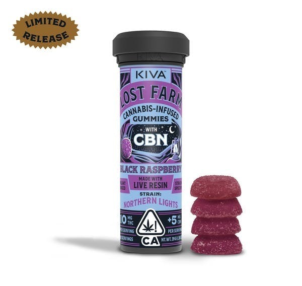 Lost Farm Gummies by Kiva - Northern Lights’ Live Resin Gummies | 100mg:50mg | 10ct | 10mg THC:5mg CBN - 1