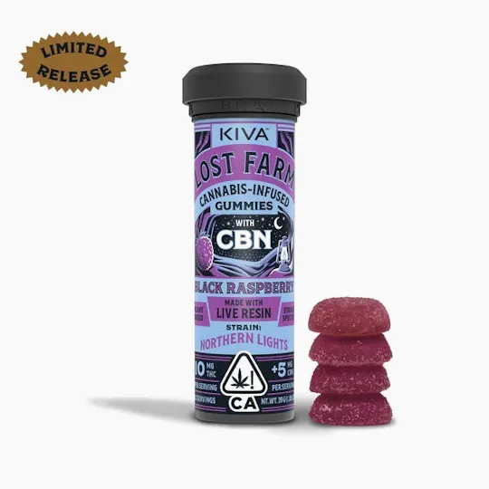Lost Farm Gummies by Kiva - Northern Lights’ Live Resin Gummies | 100mg:50mg | 10ct | 10mg THC:5mg CBN - 1
