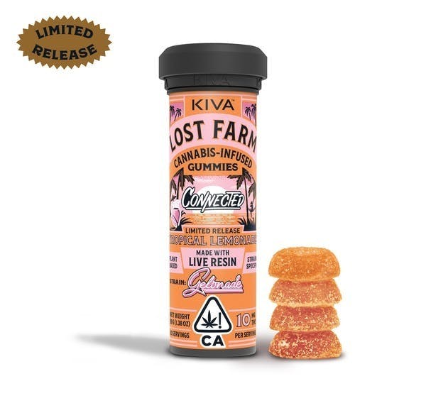 Lost Farm Gummies by Kiva - Tropical Lemonade 'Gelonade' Live Resin Gummies | 100mg | 10ct | 10mg/ea - 1