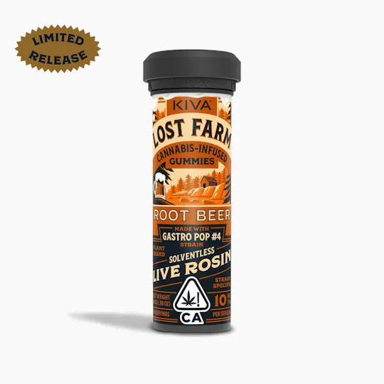 Lost Farm Gummies by Kiva - Root Beer 'Gastro Pop #4' Live Rosin Gummies | 100mg | 10ct | 10mg/ea - 1