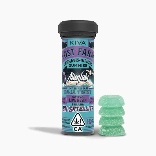Lost Farm Gummies by Kiva - Baja Twist 'BK Satellite' Live Resin Gummies | 100mg | 10ct | 10mg/ea - 1