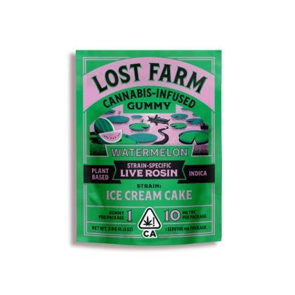 Lost Farm Gummies by Kiva - Lost Farm | Watermelon 'Ice Cream Cake' Live Rosin Gummy | 10mg - 1