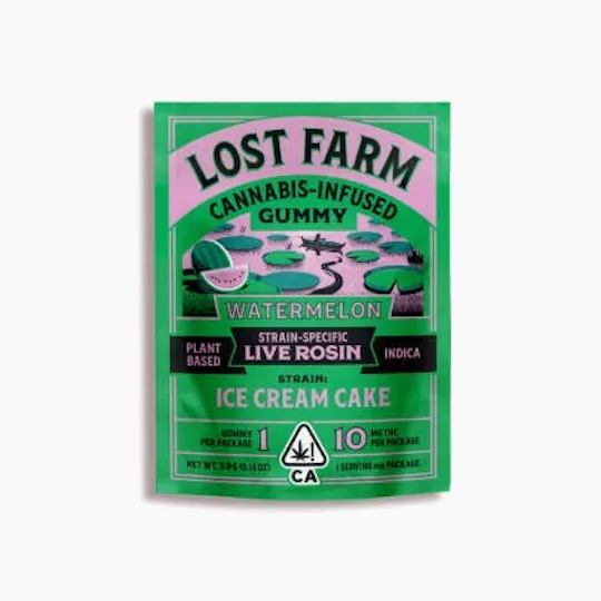 Lost Farm Gummies by Kiva - Lost Farm | Watermelon 'Ice Cream Cake' Live Rosin Gummy | 10mg - 1