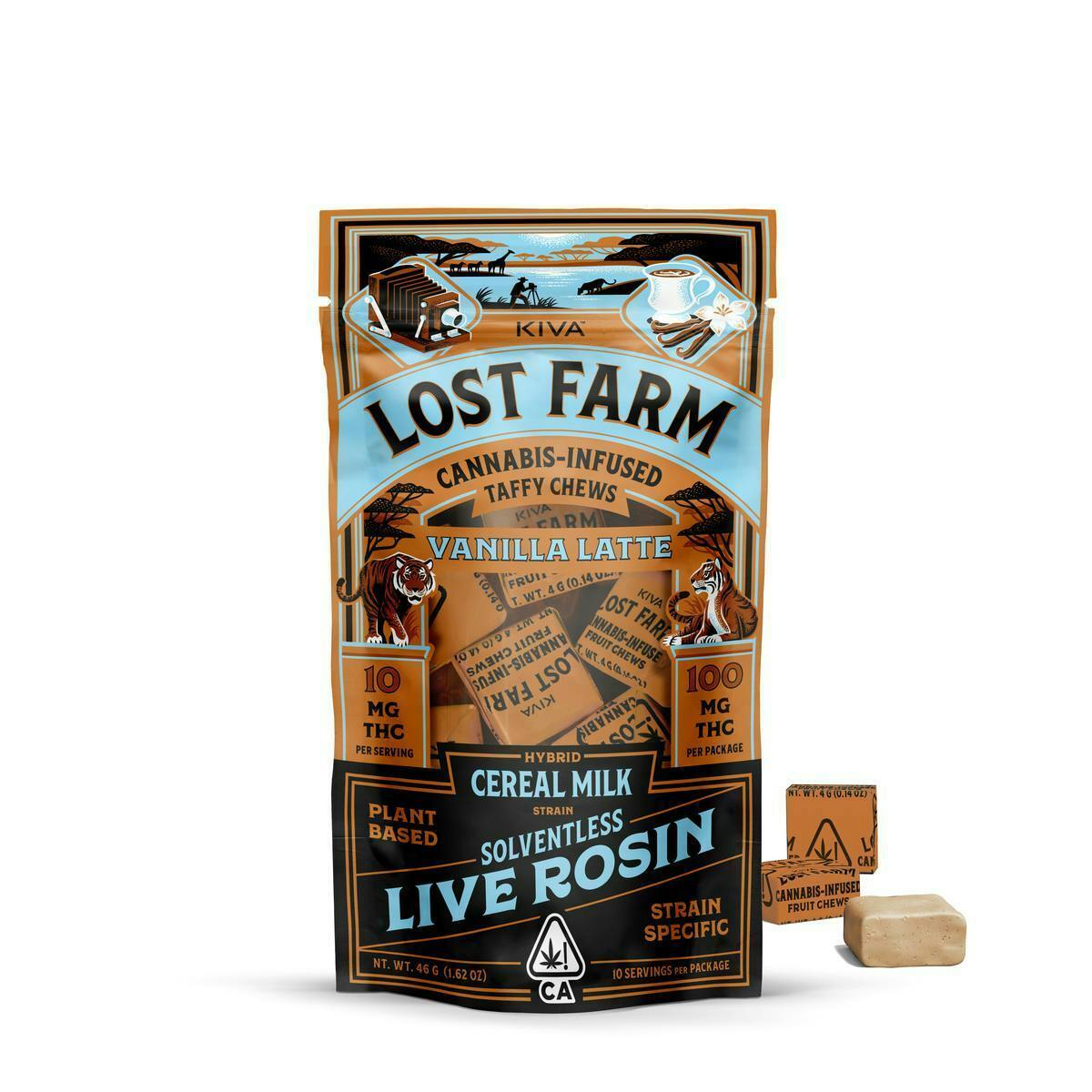 Lost Farm Gummies by Kiva - Vanilla Latte 'Cereal Milk' Live Rosin Chews | 100mg | 10ct | 10mg/ea - 1