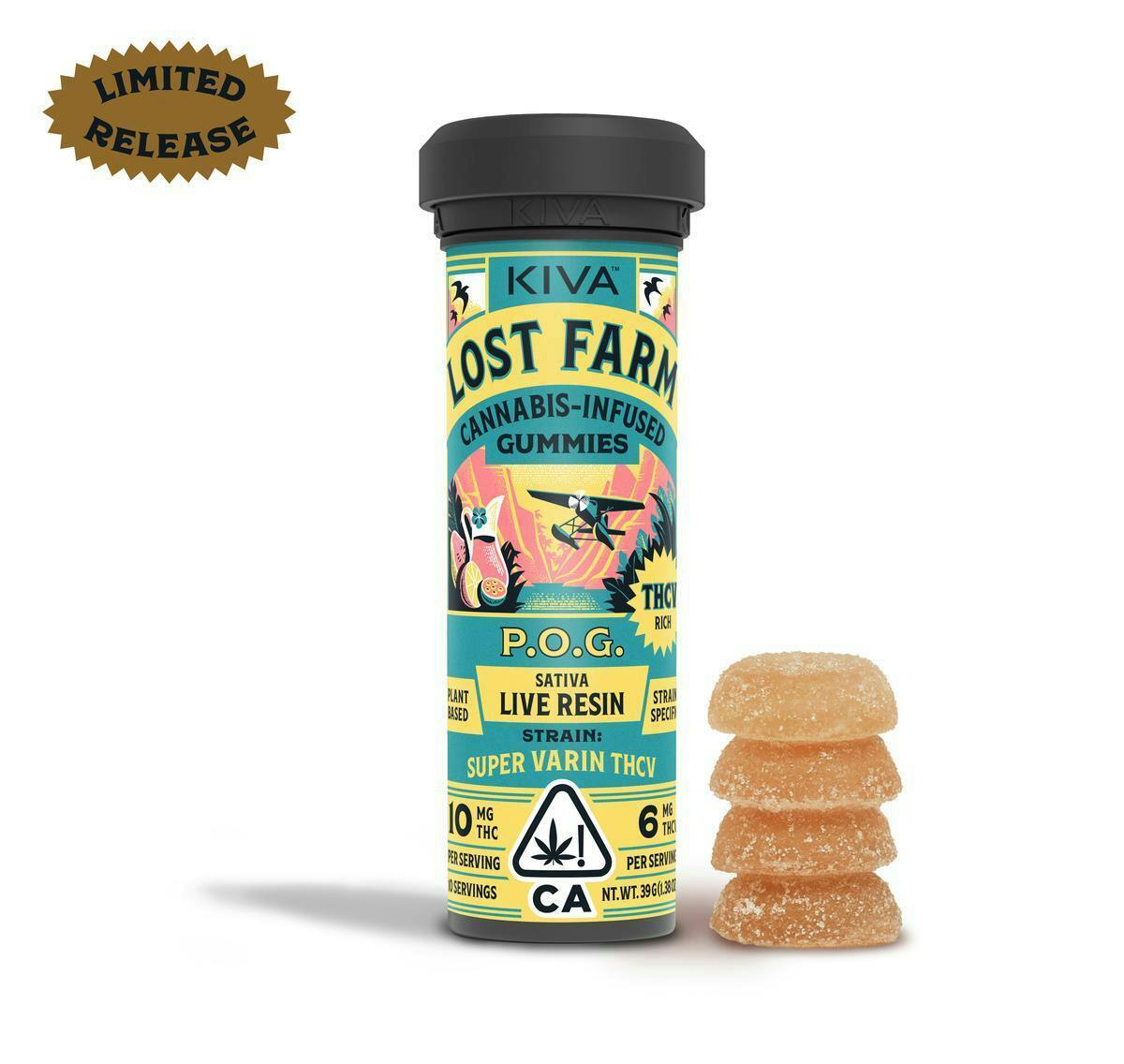 Lost Farm Gummies by Kiva - Super Varin' Live Resin Gummies | 100mg:60mg | 10ct | 10mg THC:6mg THCV - 1