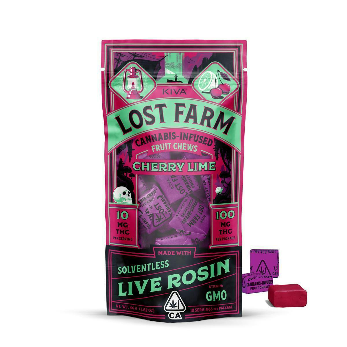 Lost Farm Gummies by Kiva - Lost Farm | Cherry Lime 'GMO' Live Rosin Chews | 100mg | 10ct | 10mg/ea - 1