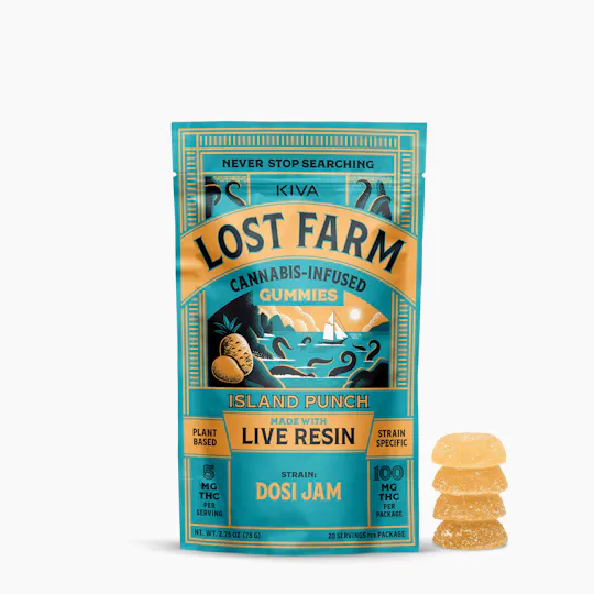 Lost Farm Gummies by Kiva - Island Punch 'Dosi Jam' Live Resin Gummies | 100mg | 10ct | 10mg/ea - 1