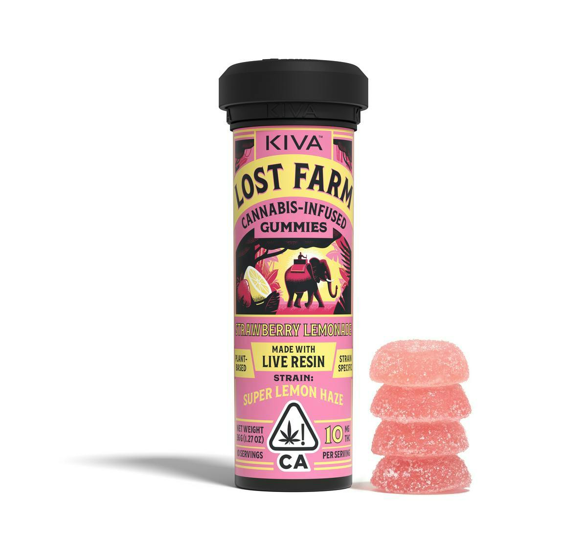 Lost Farm Gummies by Kiva - Lost Farm | 'Super Lemon Haze' Live Resin Gummies | 100mg | 10ct | 10mg/ea - 1
