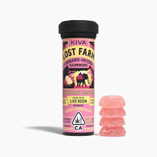 Lost Farm Gummies by Kiva - Lost Farm | 'Super Lemon Haze' Live Resin Gummies | 100mg | 10ct | 10mg/ea - 1