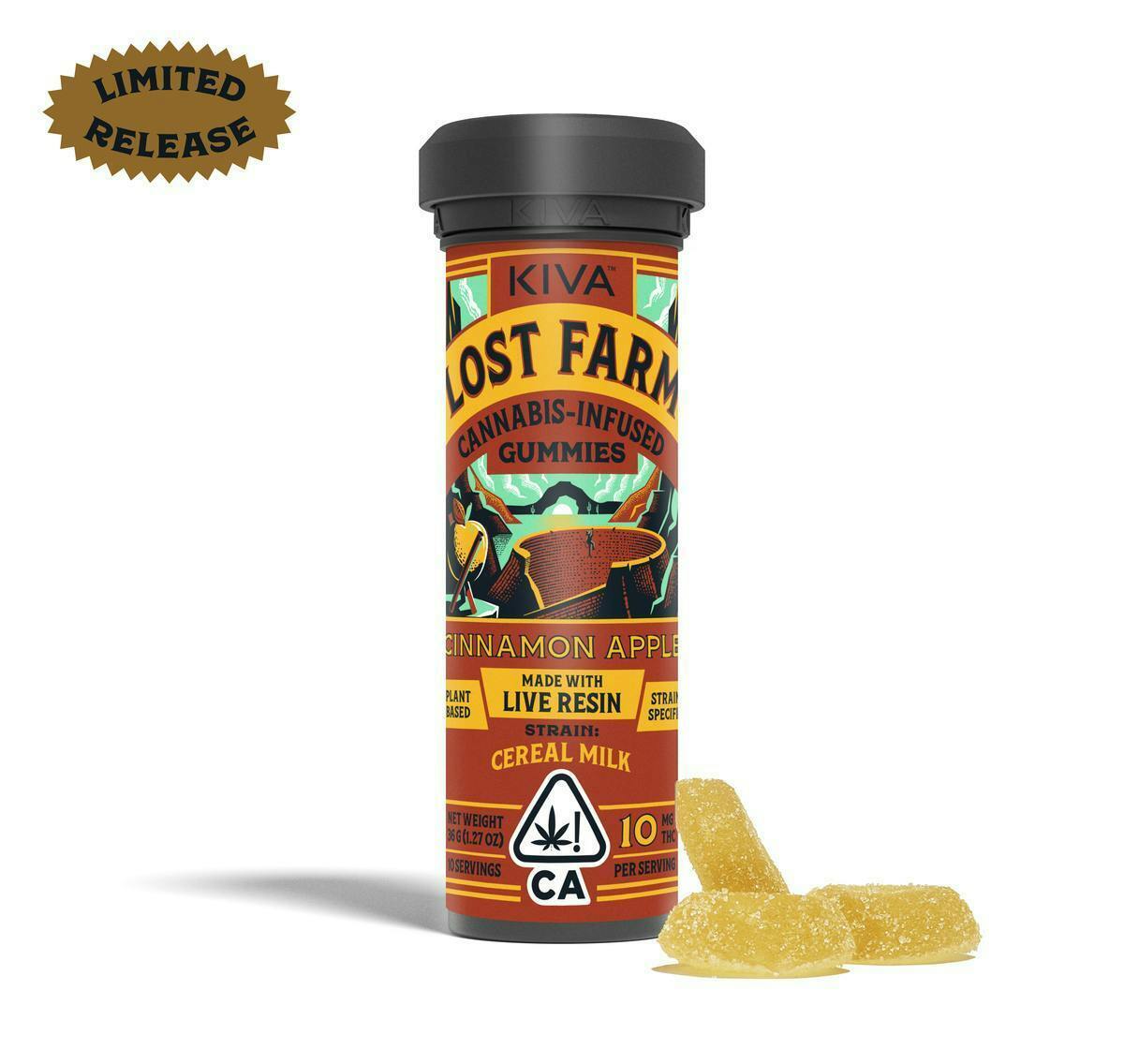 Lost Farm Gummies by Kiva - Cinnamon Apple 'Cereal Milk' Live Resin Gummies | 100mg | 10ct | 10mg/ea - 1