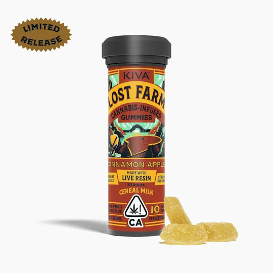 Lost Farm Gummies by Kiva - Cinnamon Apple 'Cereal Milk' Live Resin Gummies | 100mg | 10ct | 10mg/ea - 1