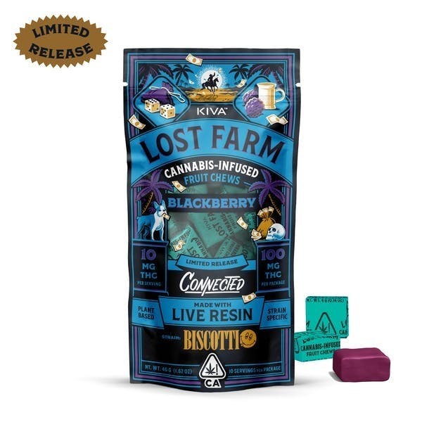 Lost Farm Gummies by Kiva - Blackberry 'Biscotti' Live Resin Chews | 100mg | 10ct | 10mg/ea - 1