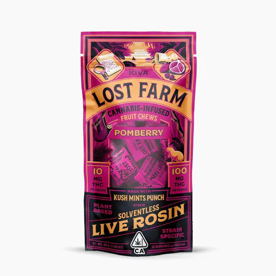Lost Farm Gummies by Kiva - Pomberry 'Kush Mints Punch' Live Rosin Chews | 100mg | 10ct | 10mg/ea - 1