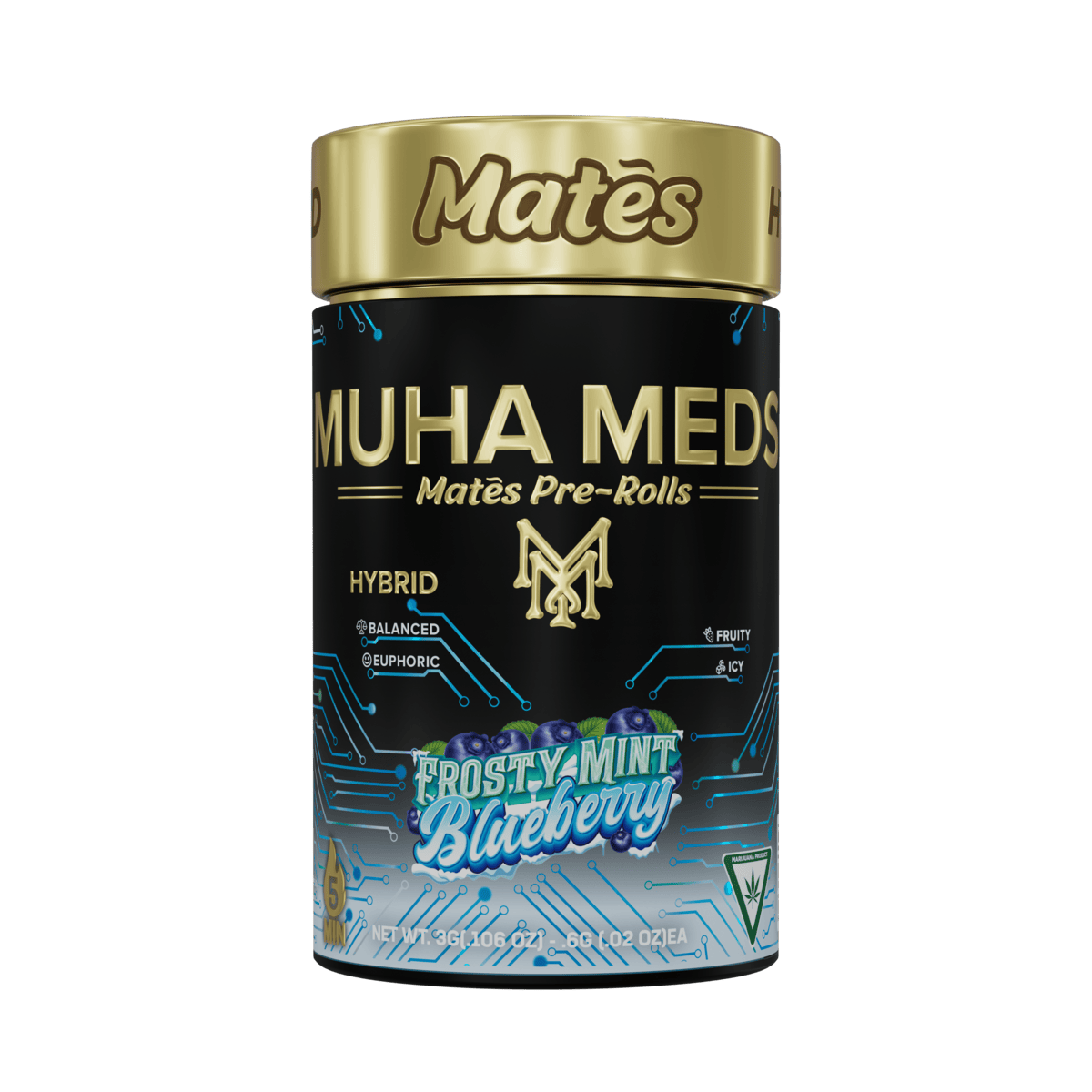 Muha Meds - Muha Meds | Frosty Mint Blueberry | Infused Joints | 0.6g each | 5pk - 1