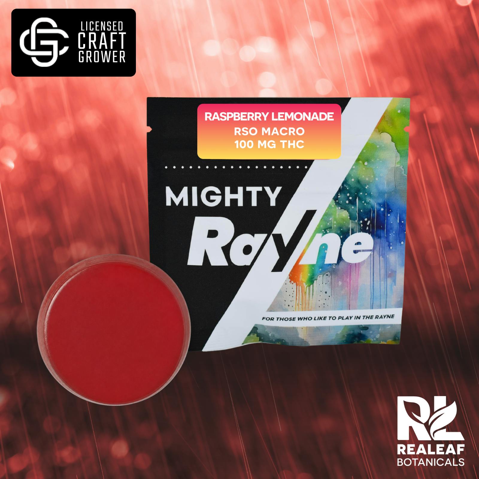 Realeaf Botanicals - Mighty Rayne RSO Macro Gummy - Raspberry Lemonade 100mg - 1