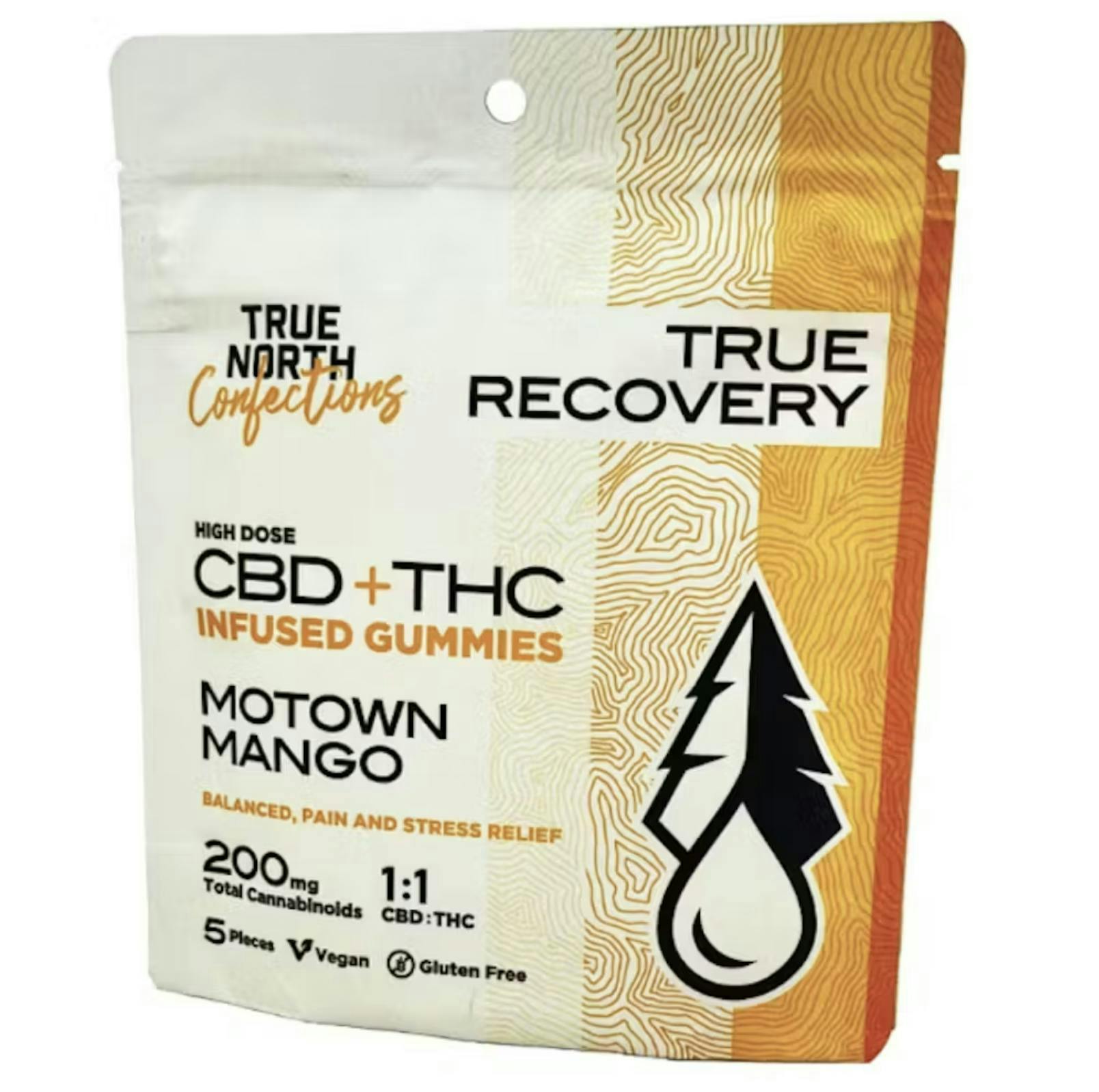 True North Collective MI - True North | Motown Mango Recovery THC:CBD Gummies | 200mg | 5ct | 40mg/ea - 1