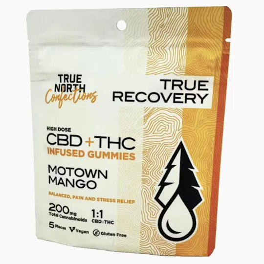 True North Collective MI - True North | Motown Mango Recovery THC:CBD Gummies | 200mg | 5ct | 40mg/ea - 1