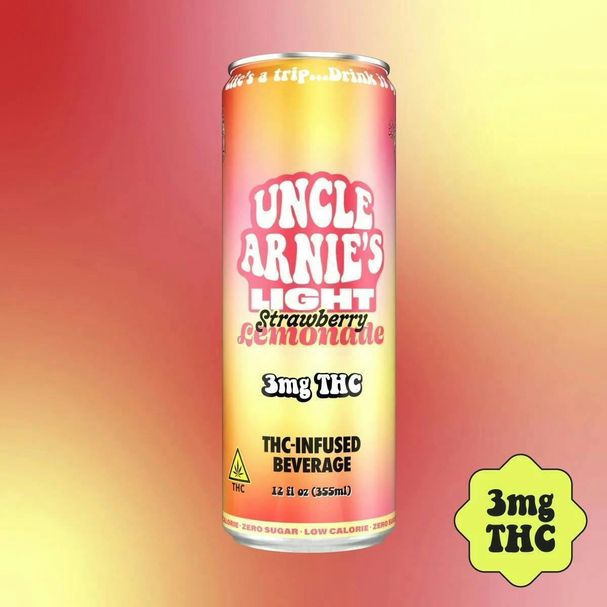 Uncle Arnies - Arnie Light | Strawberry Lemonade | Non-Carbonated | 3mg/ea | 12oz | 12pk - 1