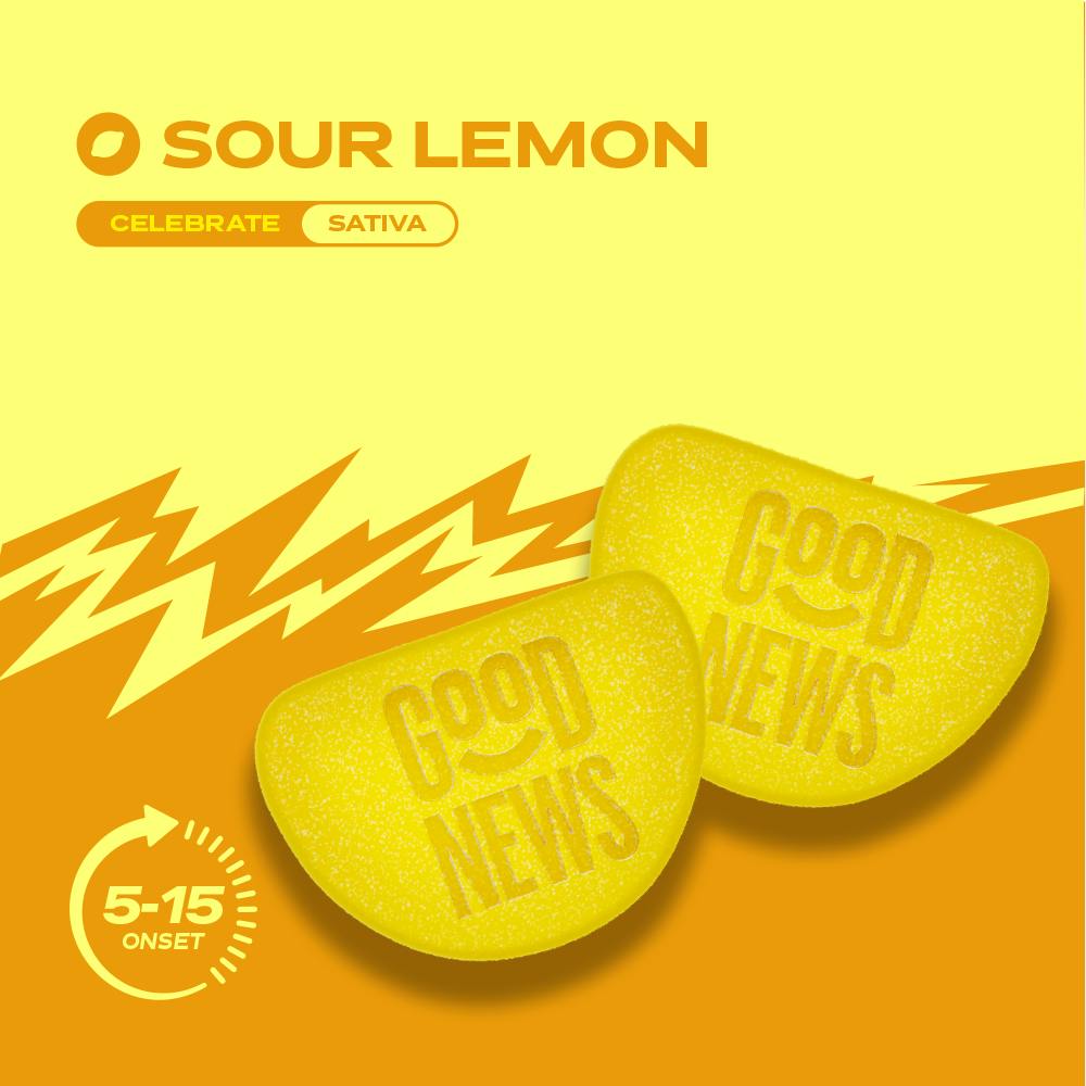 Good News - Good News | Celebrate | Sour Lemon Gummies | 100mg | 20ct | 5mg/ea - 1